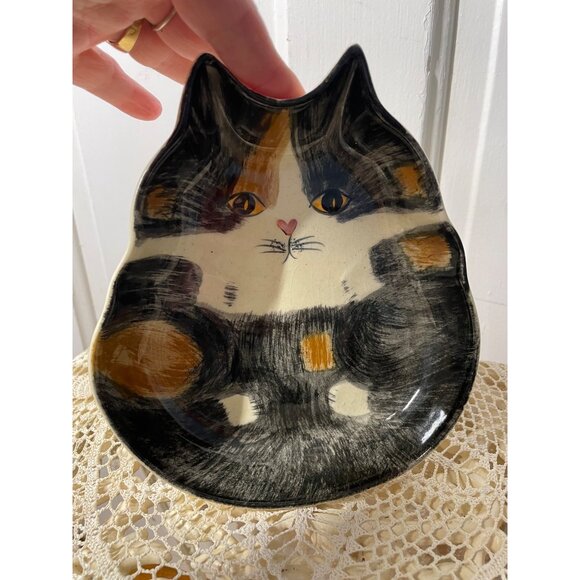 Vintage 1960s NS Gustin Co. Calico Cat Bowl Dish Hand Painted - Picture 5 of 10